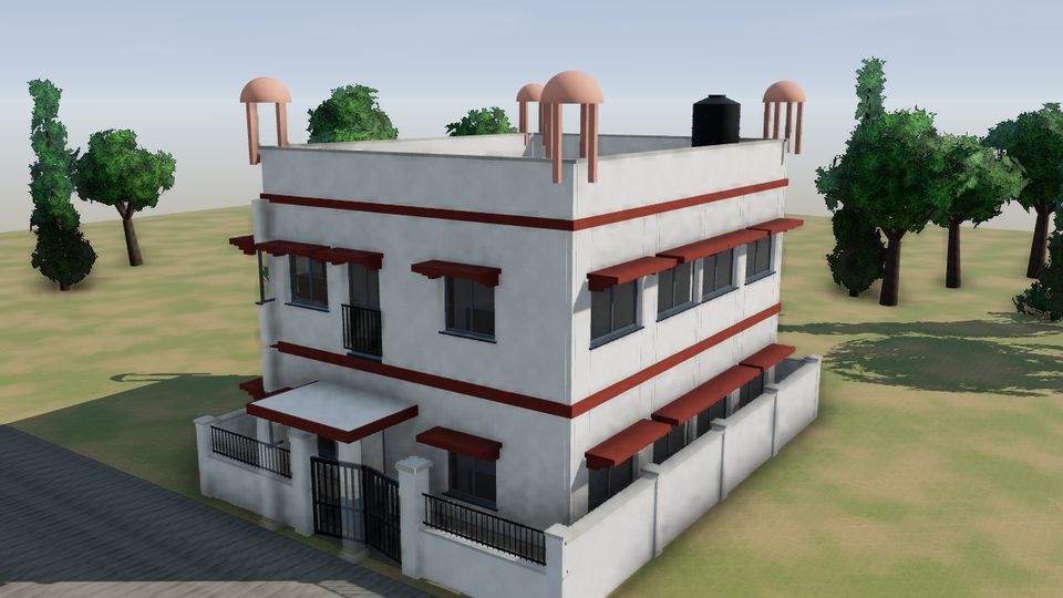 Rajasthani haveli with chhatris on the roof